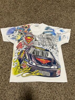 Chase Authentics Jeff Gordon Superman NASCAR DuPont Monte Carlo Shirt M White
